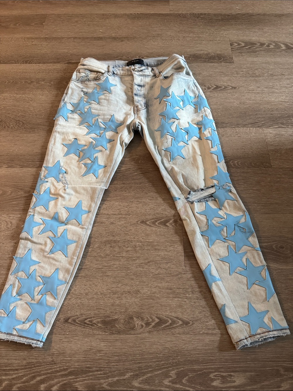 Men’s Light Blue Star Patch Jeans